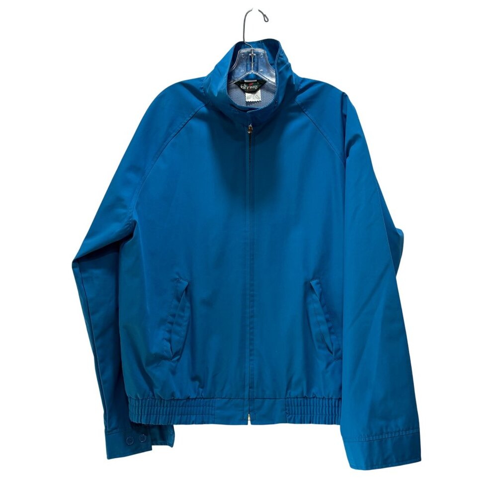 Mens Retro Blue Fairway Brand Jacket Large Full‎ Zip Vented Vintage Lightweight